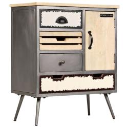 Buffet bahut armoire console meuble de rangement bois de manguier massif et acier 76 cm 4402152