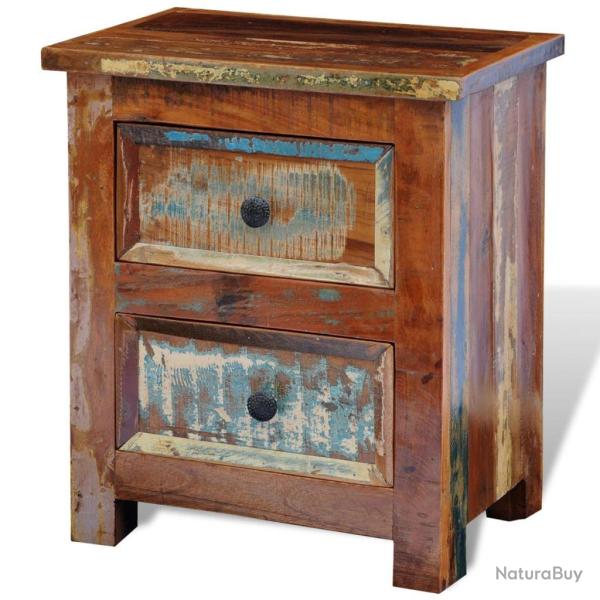 Table de nuit chevet commode armoire meuble chambre avec 2 tiroirs bois massif recycl� 1402057