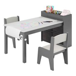 Ensemble table et chaises pour enfants 100 x 50,5 x 58 cm avec rouleau de papier rangement pratique