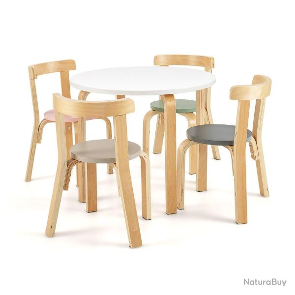 Ensemble table et chaises pour enfants 60 x 60 x 50 cm assise ergonomique rangement facile style sc