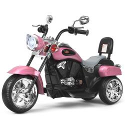 Moto &eacute;lectrique chopper 91 x 48 x 64 cm r&eacute;versible stable lumineuse style tendance en PP rose p&acirc;le