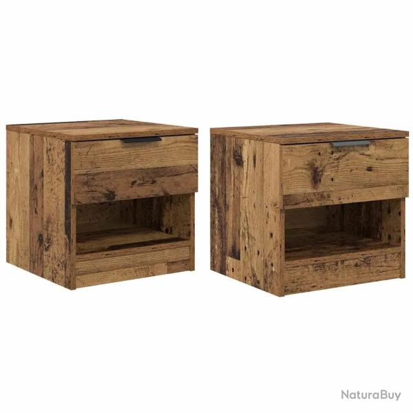 Armoire de lit avec tiroir 40 x 39 x 40 cm rangement pratique style rustique ambiance chaleureuse e