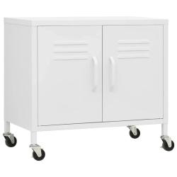 Armoire de rangement mobile avec &eacute;tag&egrave;re r&eacute;glable 60 x 35 x 56 cm en acier blanc 02_0046902