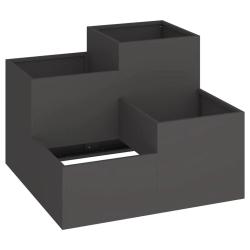 Lot de 2 cache-pots rectangulaires design moderne jardin terrasse 100 x 100 x 60 cm en acier noir 0