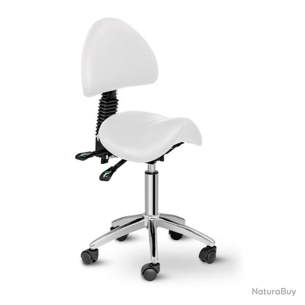 Fauteuil chaise si�ge-selle avec dossier fer chrom� synth�tique PVC blanc 14_0003502