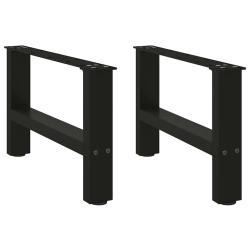 Lot de 2 pieds de table basse carr&eacute;s r&eacute;glables 50 x 30 cm en acier noir 02_0057500