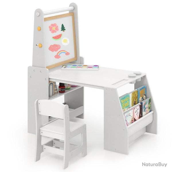 Ensemble table et chaises pour enfants 101 x 59 x 112 cm confort ergonomique rangement pratique en