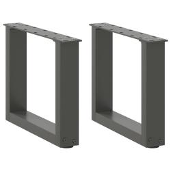 Lot de 2 pieds de table basse en U 40 x 30-31 cm avec niveleurs r&eacute;glables design moderne en acier a