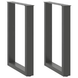 Lot de 2 pieds de table &agrave; manger en U ajustables 50 x 72 cm design moderne ambiance &eacute;l&eacute;gante en aci