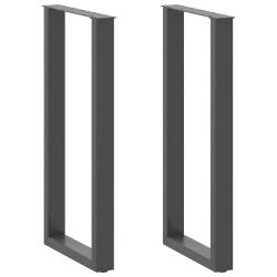 Lot de 2 pieds de table de bar en U 50 x 101 cm avec niveleurs r&eacute;glables design moderne en acier an