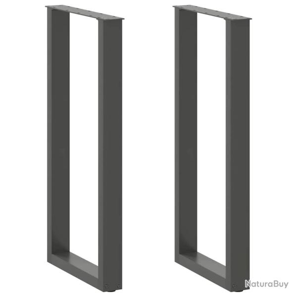 Lot de 2 pieds de table de bar en U 50 x 101 cm avec niveleurs r�glables design moderne en acier an