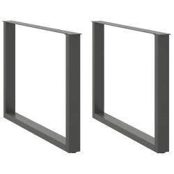 Lot de 2 pieds de table &agrave; manger en U r&eacute;glables pour table et bureau 100 x 72-73 cm en acier anthra