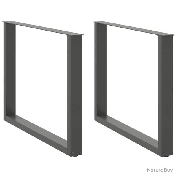 Lot de 2 pieds de table � manger en U r�glables pour table et bureau 100 x 72-73 cm en acier anthra