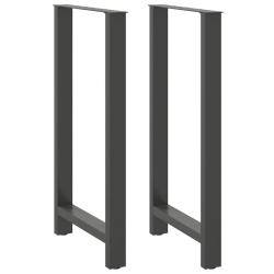 Lot de 2 pieds de table de bar carr&eacute;s pratiques 60 x 110 cm finition moderne en acier anthracite 02