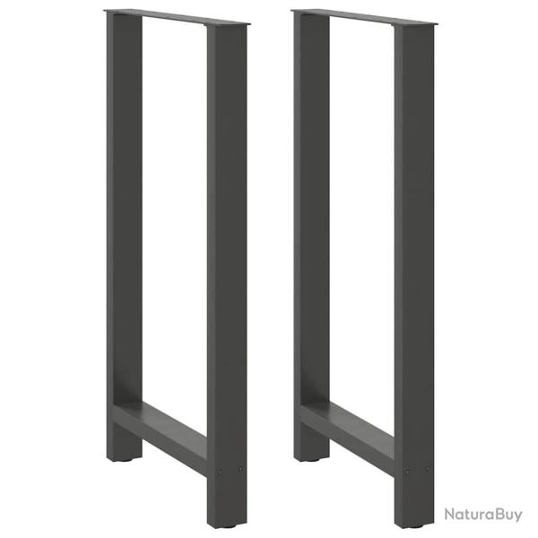 Lot de 2 pieds de table de bar carr�s pratiques 60 x 110 cm finition moderne en acier anthracite 02