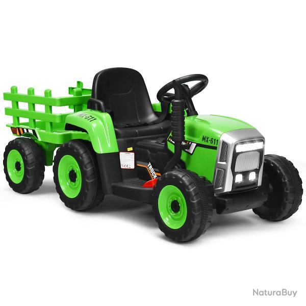 Tracteur �lectrique avec remorque 135 x 51 x 53 cm 3 vitesses musique Bluetooth ambiance joyeuse en