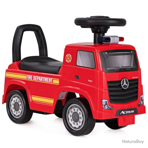 Camion de pompier � pousser 48,8 x 24,4 x 35,3 cm avec volant musical et espace de rangement en PP