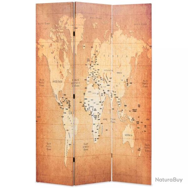 Paravent s�parateur de pi�ce cloison de s�paration d�coration meuble pliable 120 cm carte du monde