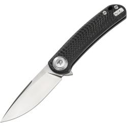 Couteau Dreamtech Button Lock Lame Acier VG-10 Drop Point Manche Fibre Carbone DTK4389C
