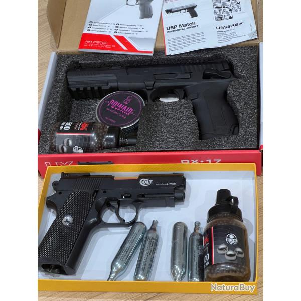 Lot pistolets airsoft gaz 4,5 mm