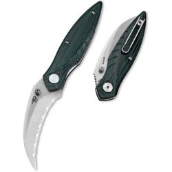Couteau Bestech Mantidae Lame Acier 14C28N Manche Micarta Vert Liner Lock BTKG60G
