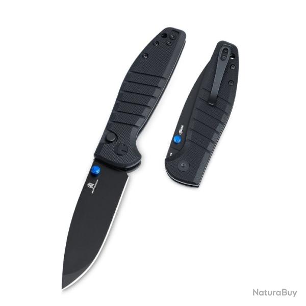 Couteau Pliant Bestechman Goodboy Jr Lame D2 Black PVD Manche G10 Noir Button Lock BTKMK10E