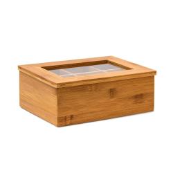 Bo&icirc;te &agrave; th&eacute; d&eacute;corative rangement 9 x 28 x 16 cm ambiance rustique en bambou laqu&eacute; 13_0005173