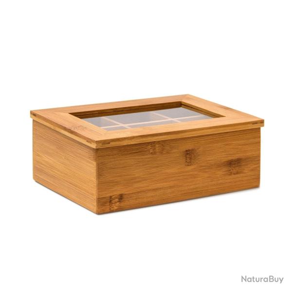 Bo�te � th� d�corative rangement 9 x 28 x 16 cm ambiance rustique en bambou laqu� 13_0005173