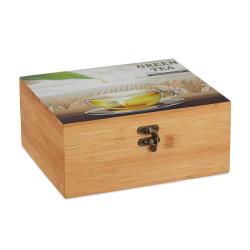 Bo&icirc;te &agrave; th&eacute; moderne 6 compartiments rangement pratique motif 30 x 20 x 10 cm en bambou naturel 13_0