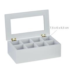 Bo&icirc;te &agrave; th&eacute; avec 8 compartiments design pratique rangement 30 x 20 x 10 cm en bambou naturel 13_001