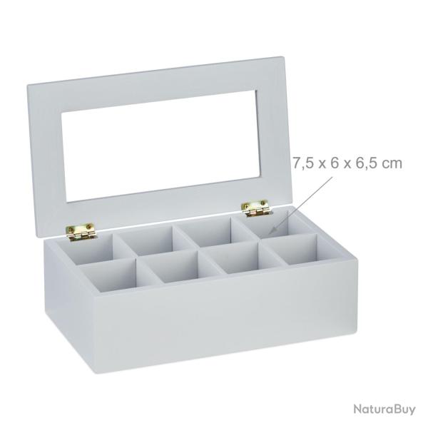Bo�te � th� avec 8 compartiments design pratique rangement 30 x 20 x 10 cm en bambou naturel 13_001