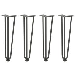 Lot de 4 pieds en &eacute;pingle &agrave; cheveux design moderne pour table basse 42 x 12 x 12 cm en acier massif