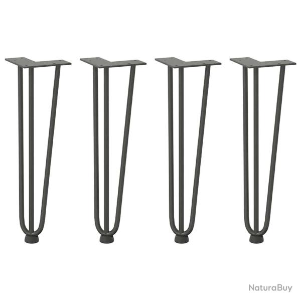 Lot de 4 pieds en �pingle � cheveux design moderne pour table basse 42 x 12 x 12 cm en acier massif