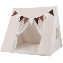 Tente de jeu int&eacute;rieure douce 120 x 120 x 105 cm avec tapis lavable ambiance cosy en tissu velours