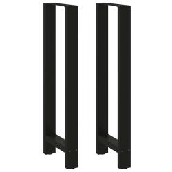 Lot de 2 pieds de table de bar r&eacute;glables noir 50 x 110 cm design moderne en acier noir 02_0057592
