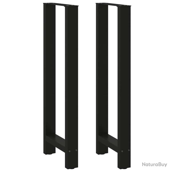 Lot de 2 pieds de table de bar r�glables noir 50 x 110 cm design moderne en acier noir 02_0057592
