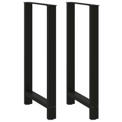 Lot de 2 pieds de table de bar r&eacute;glables pour plateau de taille adapt&eacute;e 60 x 111 cm en acier noir 0