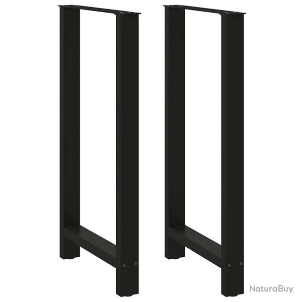 Lot de 2 pieds de table de bar r�glables pour plateau de taille adapt�e 60 x 111 cm en acier noir 0