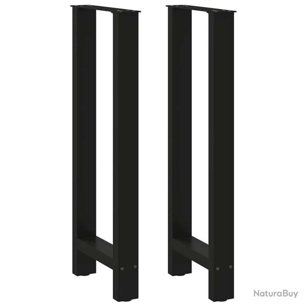 Lot de 2 pieds de table de bar en acier noir 50 x 100 cm robuste et stable design moderne 02_0057580