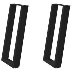 Lot de 2 pieds de table console en U inclin&eacute;s 38 x 72 cm stables modernes en acier noir 02_0057062