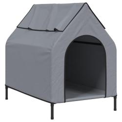 Niche pour chien clair tissu oxford et acier gris 02_0043533