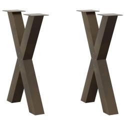 Lot de 2 pieds de table &agrave; manger en forme de X 60 x 73 cm robustes modernes avec niveleurs en acier