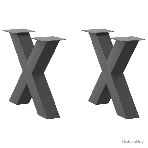Lot de 2 pieds de table basse en forme de X 50 x 42 cm robustes et modernes en acier anthracite 02_