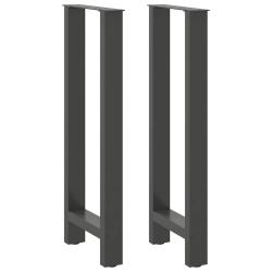Lot de 2 pieds de table de bar modernes acier 50 x 100 cm avec niveleurs r&eacute;glables en anthracite 02
