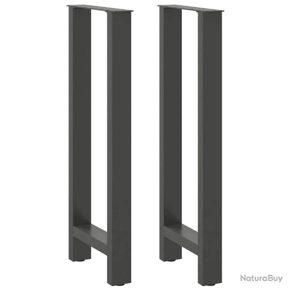 Lot de 2 pieds de table de bar modernes acier 50 x 100 cm avec niveleurs r�glables en anthracite 02