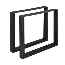 Lot de 2 pieds de table salle &agrave; manger meuble rectangulaire m&eacute;tal 80 x 72 cm noir 03_0003670