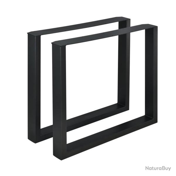 Lot de 2 pieds de table salle � manger meuble rectangulaire m�tal 80 x 72 cm noir 03_0003670