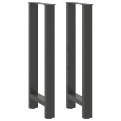 Lot de 2 pieds de table de bar r&eacute;glables design moderne 40 x 100-101 cm en acier anthracite 02_0057