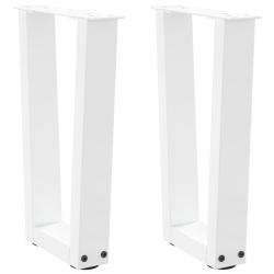 Lot de 2 pieds de table basse en forme de V r&eacute;glables 28 x 43 cm en acier blanc 02_0056909