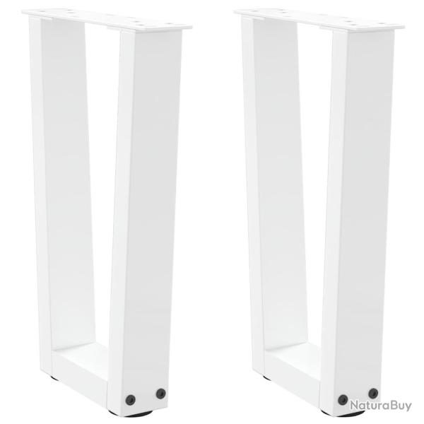 Lot de 2 pieds de table basse en forme de V r�glables 28 x 43 cm en acier blanc 02_0056909
